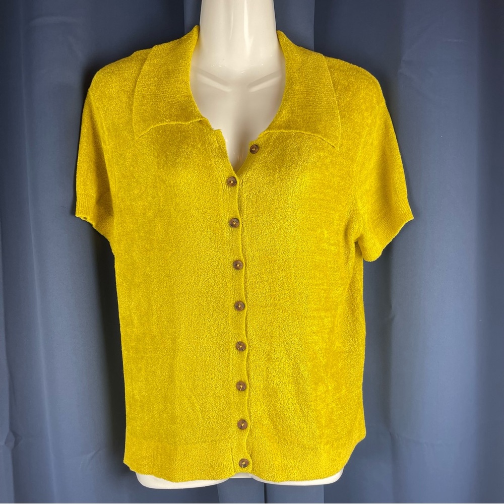 Urban Outfitters mustard yellow button down blouse light sweater Size Large L
